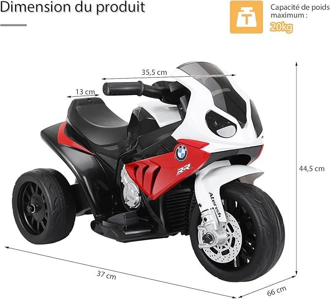 Moto BMW Électrique Enfant Blanche et Rouge